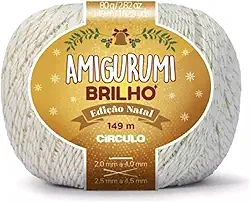 Fio Linha Amigurumi Brilho Branco 8001 Círculo 80g - 149 metros - Edição Natal - Unidade