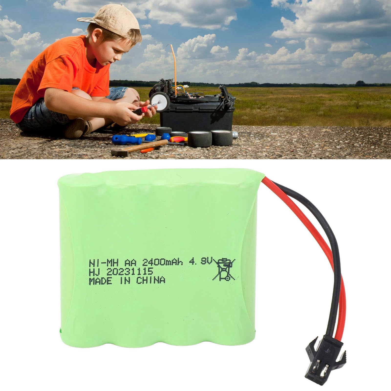 Batterie Nimh RC Légère 4.8V 2400mAh, pour Voiture SHARKOOL 1/16 RC, Longue Durée de Vie pour Les Amateurs