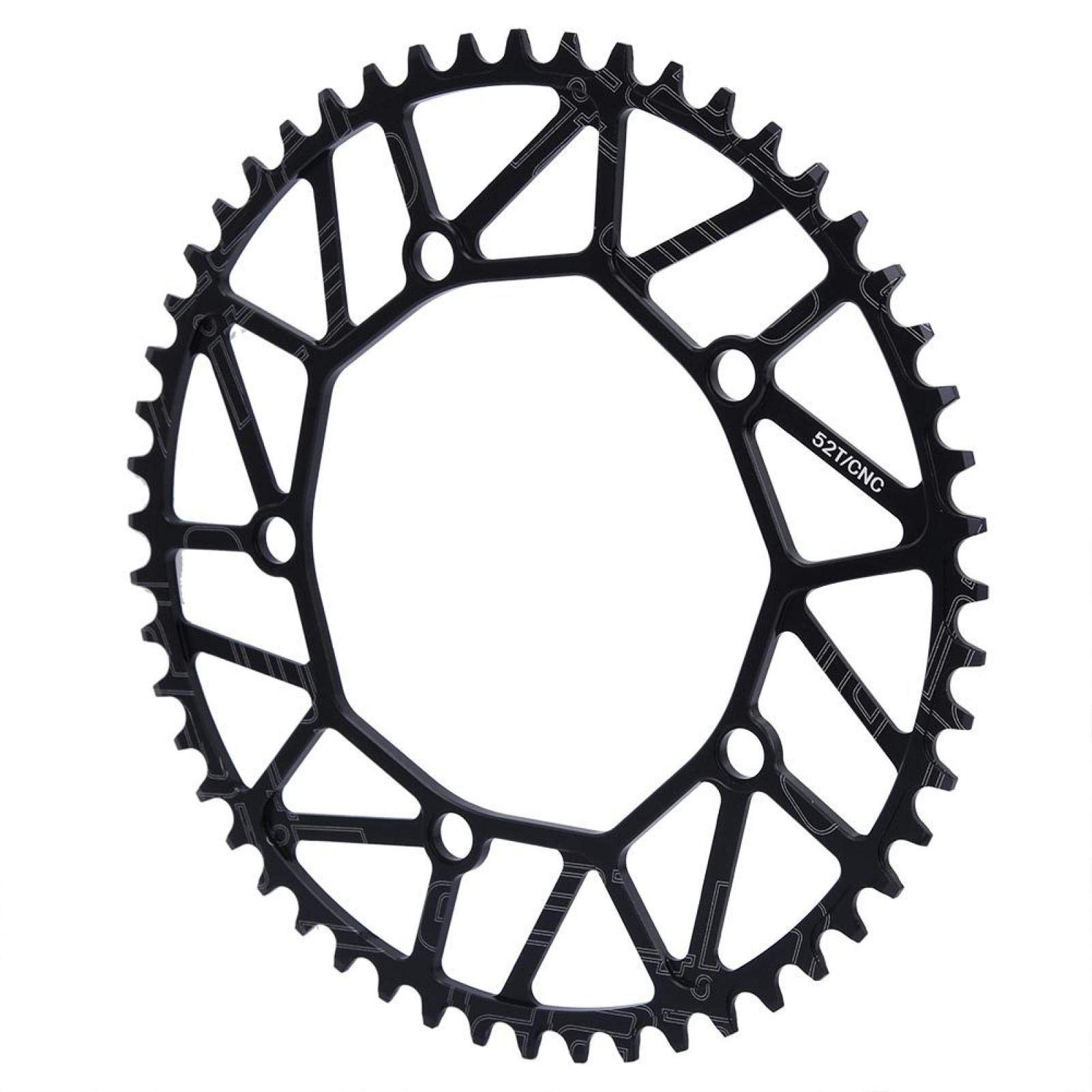 Zębatka rowerowa, 50/52/54/56/58t Zewnętrzne dodatnie i ujemne zęby Korba 130 Bcd Pojedyncza tarcza Koło łańcuchowe roweru ze stopu aluminium Wysoka wytrzymałość (52T)