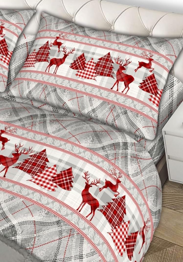 L'Emporio Casa Set Lenzuola in Flanella, Cotone Italiano 100% Pettinato, Anti-Pilling Varie Misure (Tirolo, Una piazza e mezzo)