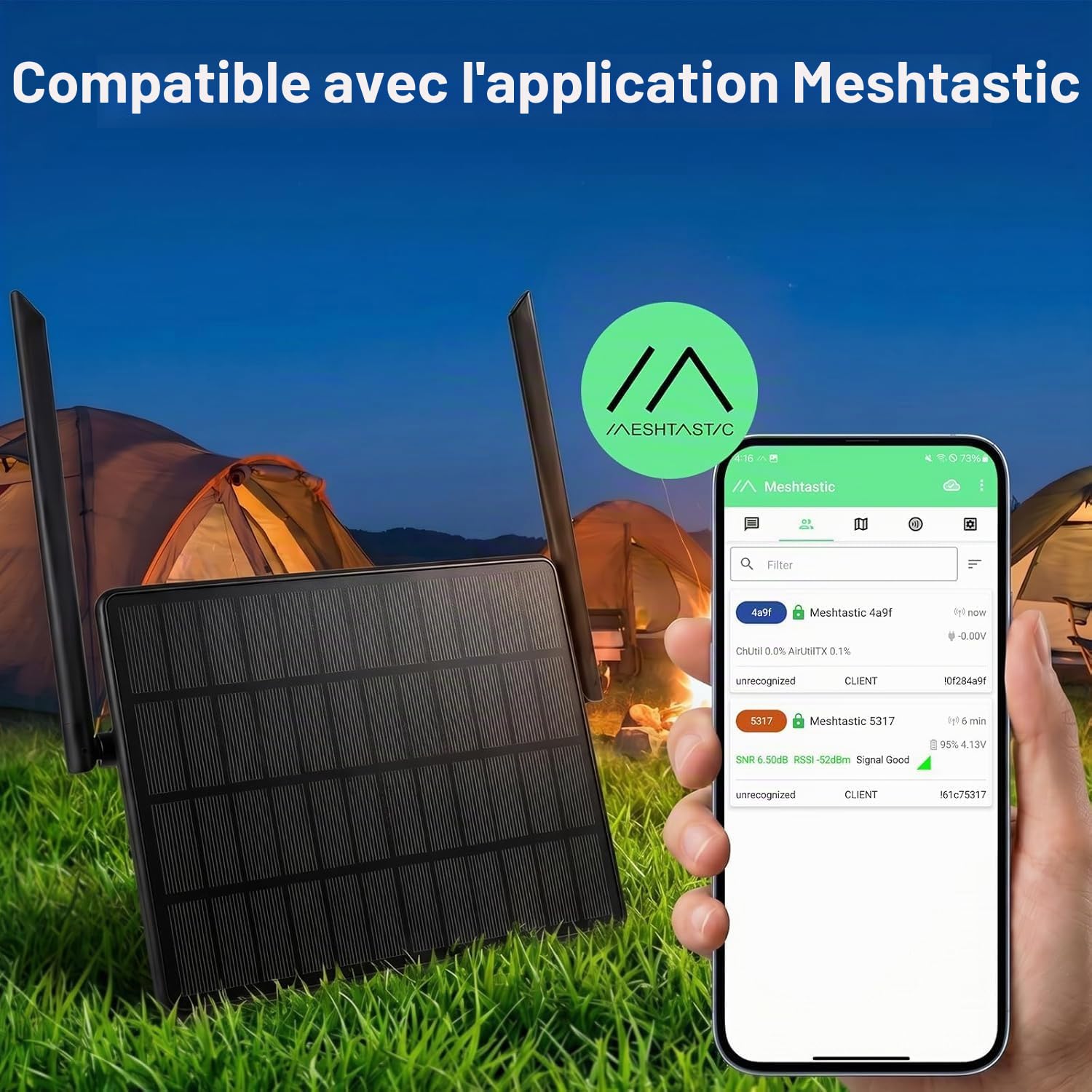ELECROW Noeud Solaire Extérieur Meshtastic avec GPS & nRF52840, Répéteur ThinkNode M6 avec Panneau Solaire 6W et Batterie 7000mAh, Station IP65 pour Hors-Réseau (868 MHz)