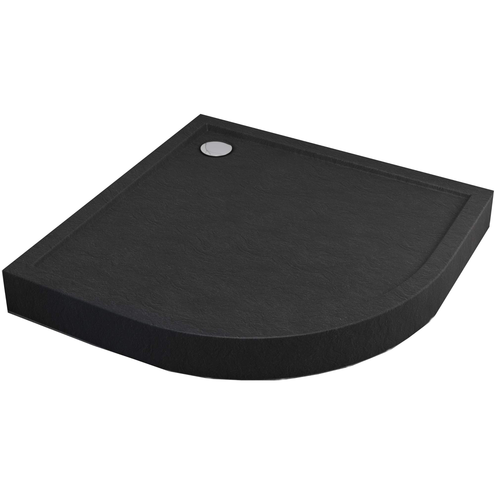 Sellon24 Plato de ducha negro efecto piedra negro plato de ducha Black Stone DIN 51097 A 12 cm de alto (90 x 90 x 12 R55)