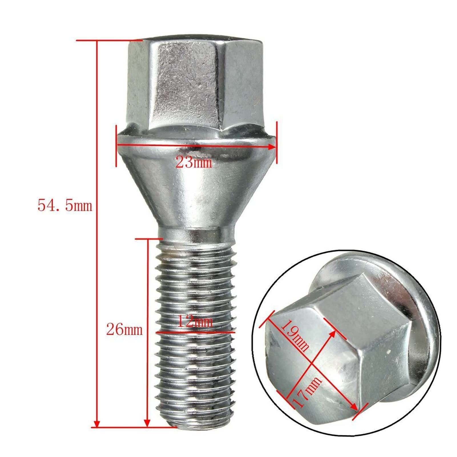1/4/16/20PCS Voiture Écrou Boulon Goujon de Cosse Alliage M12x1.5mm Compatible Série 3 E21 E30 E36 E46 E90 E92 E93(16PCS)
