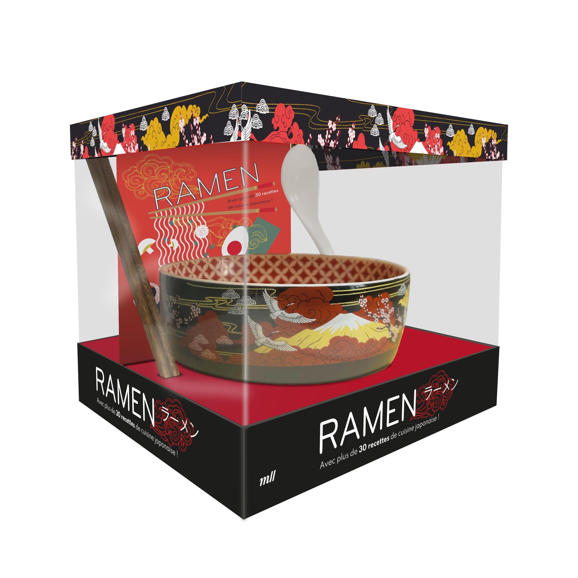 Coffret Ramen - Avec plus de 30 recettes de cuisine japonaise !: Un bol et une cuillère en céramique, une paire de baguettes en bois et un livre de 80 pages