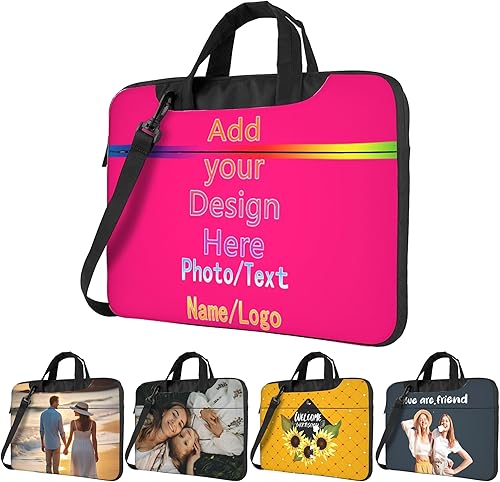 Miniatura 26 de Funda personalizada para laptop personalizada, añade tu foto, texto, maletines para portátil Púrpura 3,Negro,azul (Blue1),Blue2,Marrón,Verde