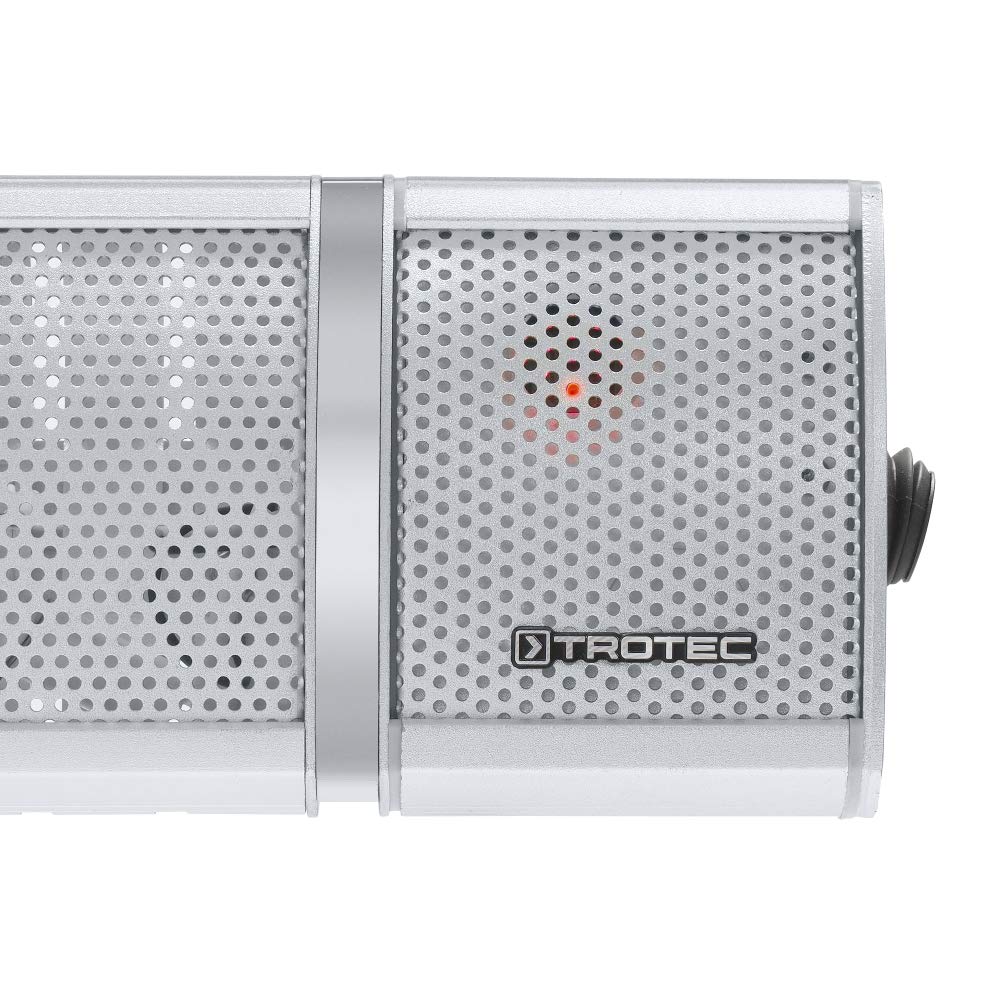 TROTEC Calefactor por radiación infrarrojo IR 2050 | Radiador Infrarrojo | Para exteriores | Radiadores de terraza | 3 niveles de calor | 2.000 W | IP65 clase de protección | Mando a distancia | 2000W IP65 Montaje en Pared Mando a Distancia para Terraza E