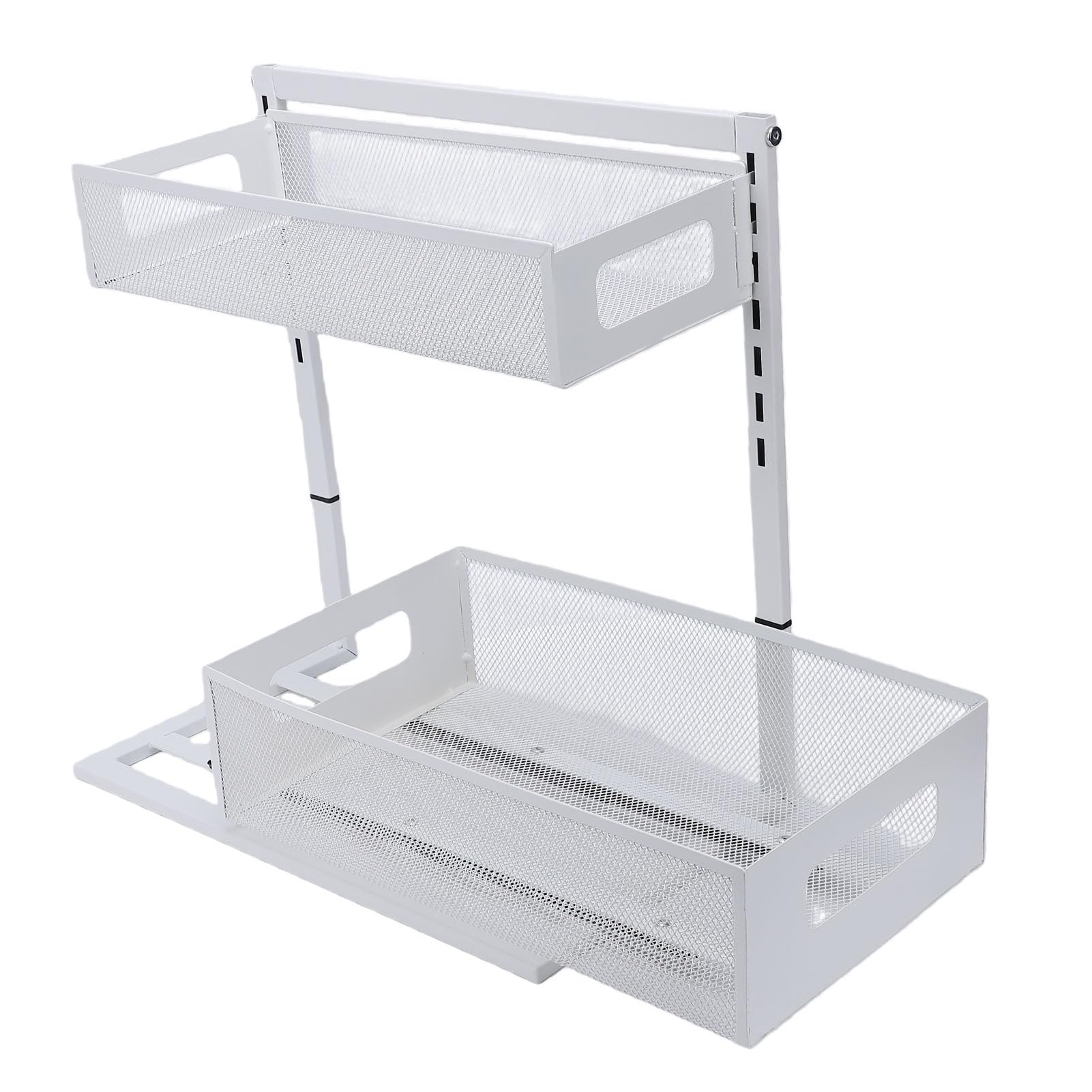 ViaGasaFamido Organizador bajo Fregadero Extraíble de 2 Niveles, Estante | Construcción de Acero Al Carbono, Soporta 100 Lb, Riel Deslizante Suave