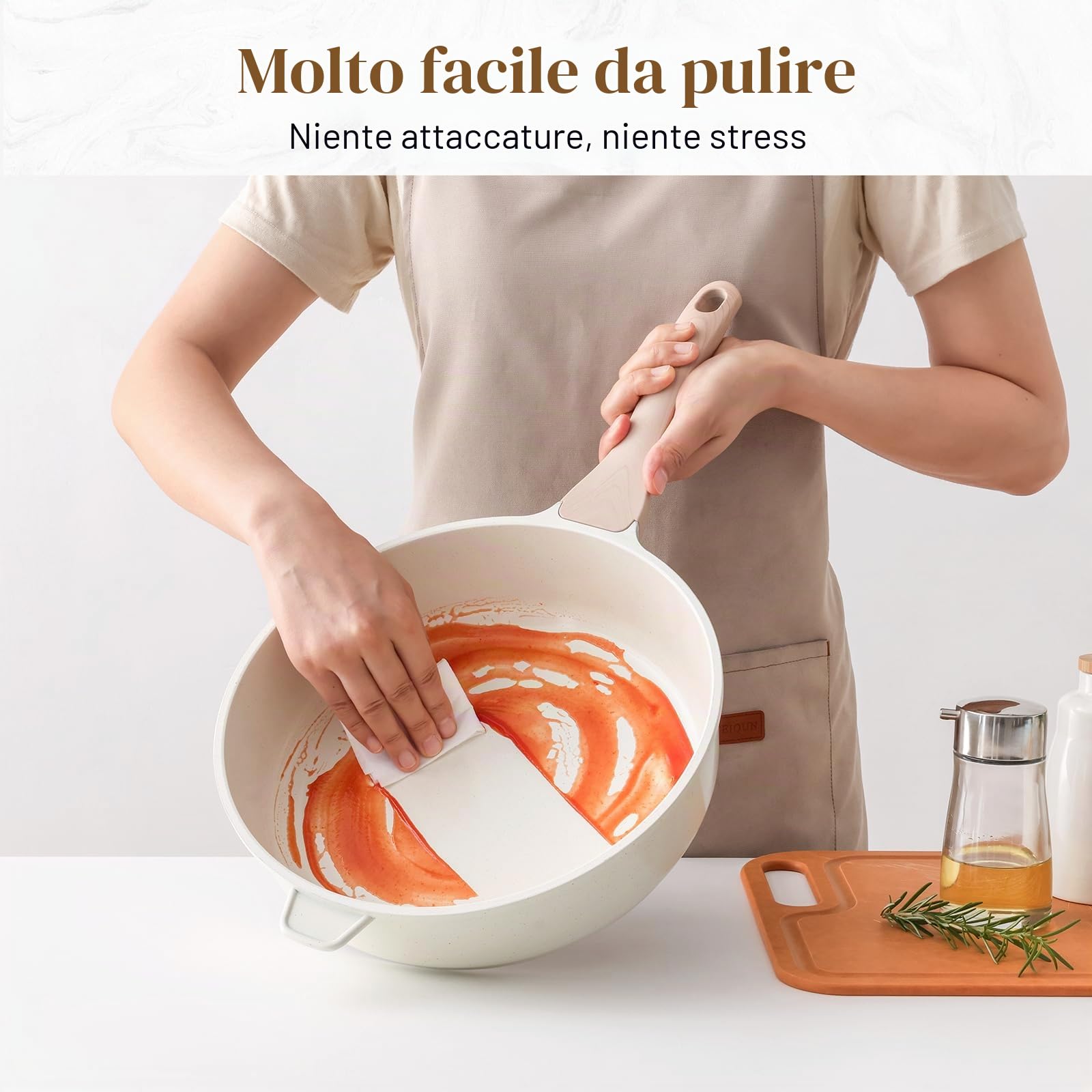 Kordisen Padella Antiaderente in Ceramica Profonda per Friggere, 30 cm Padella Grande Non Tossica con Coperchio, Cucinatore Jumbo Salutare, Padella per Saltare per Cucinare, Pentole a Induzione, Senza