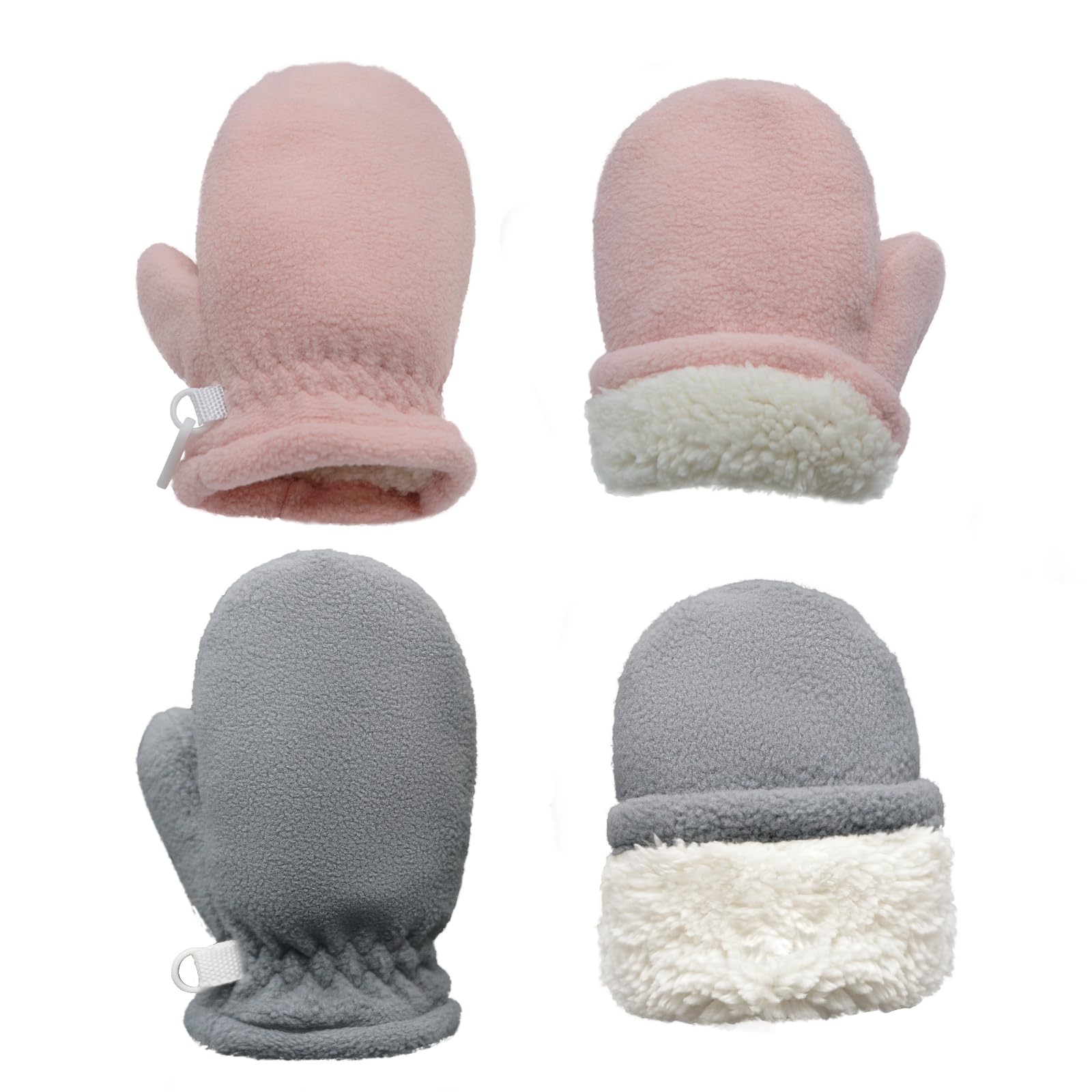 Toddler Warm Mittens Baby Boys Winter Gloves 2 Pairs Winter Sherpa Fleece Lined Mittens for Girls
