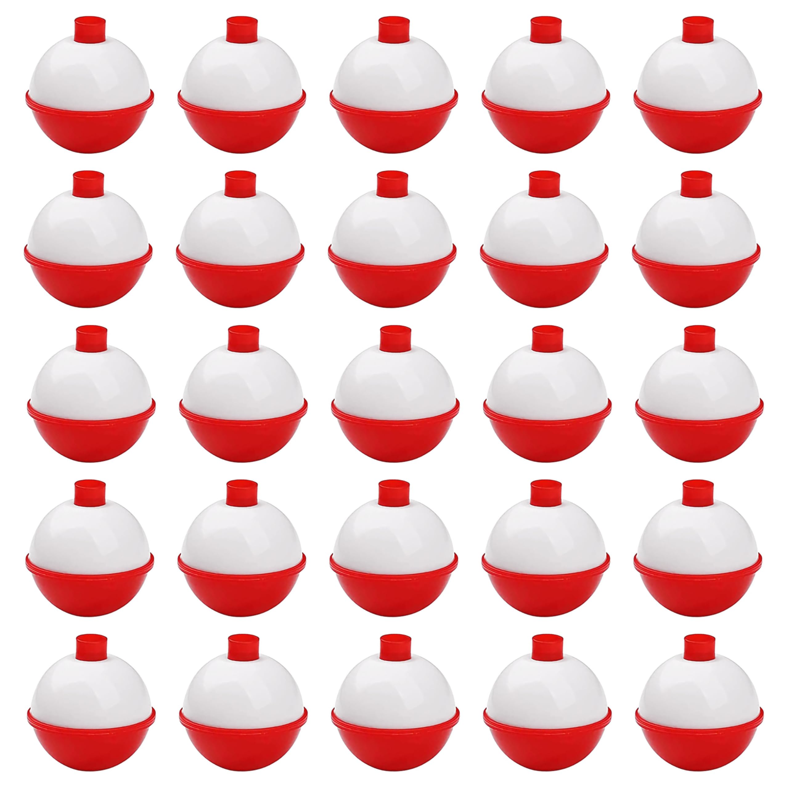 OROOTL 25pcs Fishing Bobbers Floats Hard ABS Bobbers for Fishing Red and White Fishing Floats Push Button Round Buoy Float Tackle Accessories Bobber Decorations 0.5-2inch