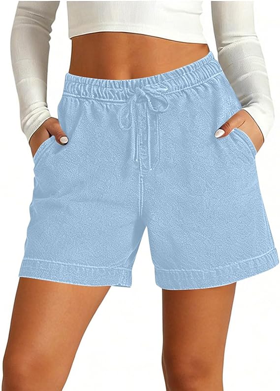 Jean Shorts Womens High Waisted Casual Loose Pull On Trendy Drawstring Denim Shorts Wide Leg Baggy Jorts with Pockets