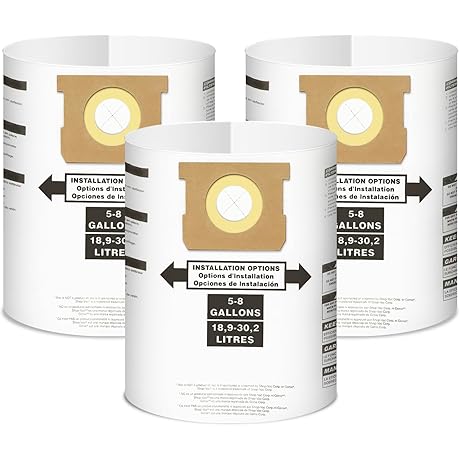 PETOX 3 Pack Vacuum Bags Replacement for Stanley Shop Vac Bags 6 Gallon