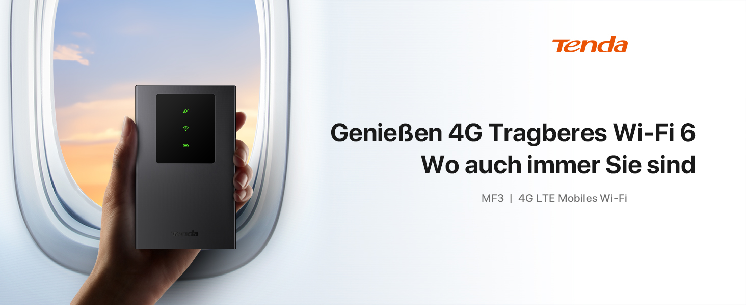 Tenda MF3 mobiele WiFi-router voor nano-simkaarten,AX300 Wi-Fi 6 draagbare hotspot,2100 mAh batterij,USB-C-poort,Plug & Play,WPA3,4G-modem,MiFi,mini- formaat,compatibel met alle Europese simkaarten Tenda MF3 mobiele WiFi-router voor nano-simkaarten,AX300 Wi-Fi 6 draagbare hotspot,2100 mAh batterij,USB-C-poort,Plug & Play,WPA3,4G-modem,MiFi,mini- formaat,compatibel met alle Europese simkaarten