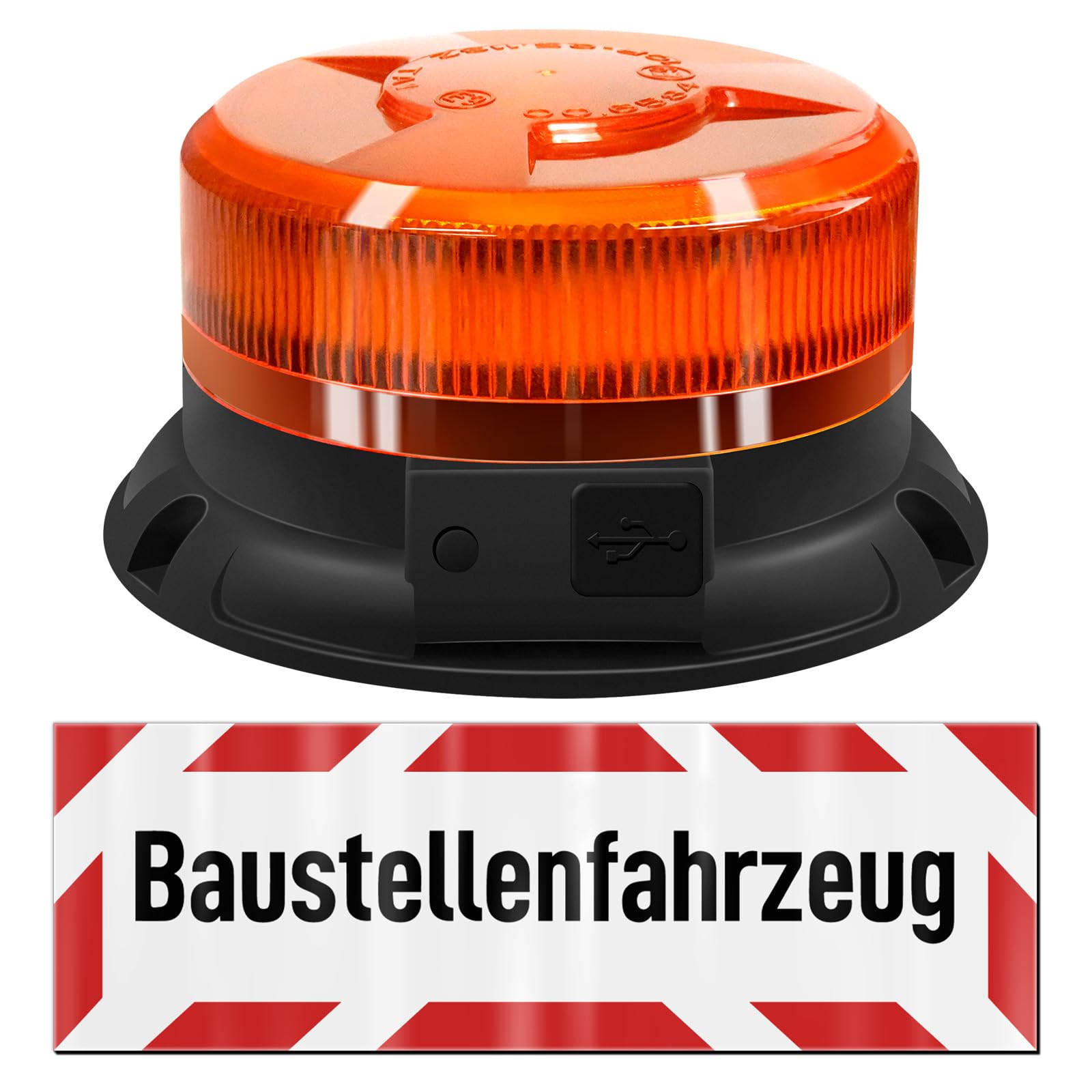 AnTom rundumleuchte akku 12V und Baustellenfahrzeug als Magnetfolie 45 x 15 Warntafel 24V Gelb Warnleuchte led magnet für Baustellenfahrzeug