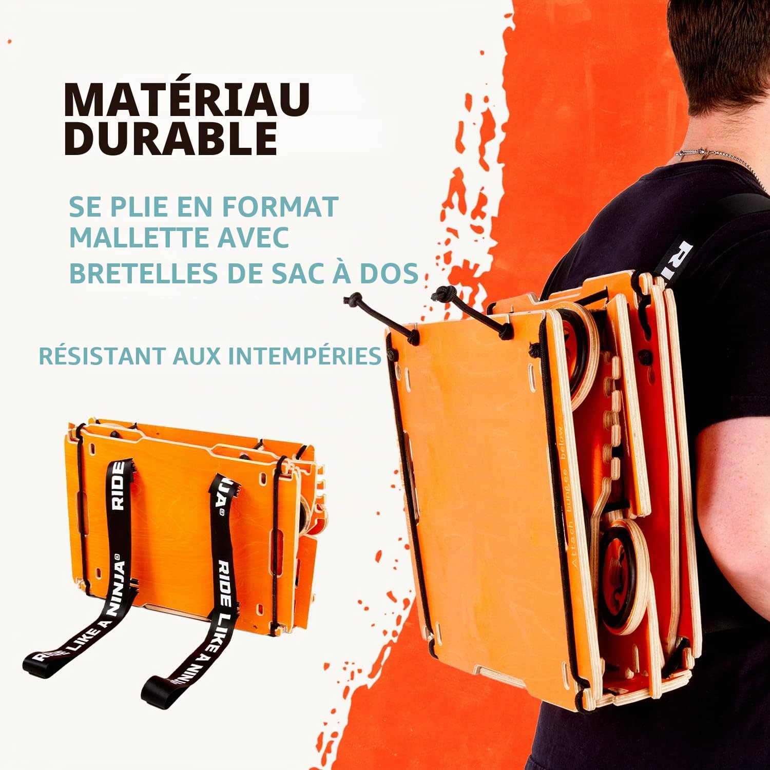 Ninja Mach 1 Rampe de Saut Portable à 3 Panneaux pour Tous Les âges, idéale pour VTT, BMX, Une Roue, Scooter, Skateboard et Voitures télécommandées