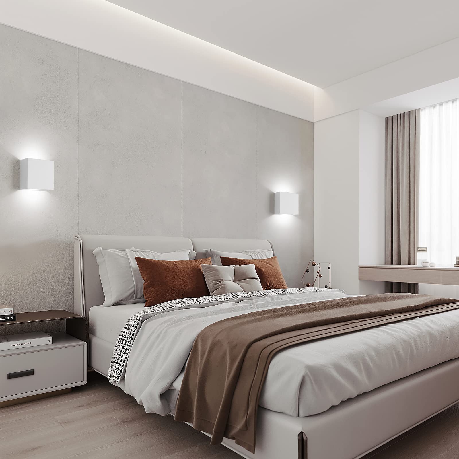 FUPE 2 Pezzi Applique da parete interno,LED Lampada da Parete interno,Moderno Up Down Applique da Parete 12W Bianco Neutro,Lampada da Parete Interni 1200LM per soggiorno,camera da letto,corridoio