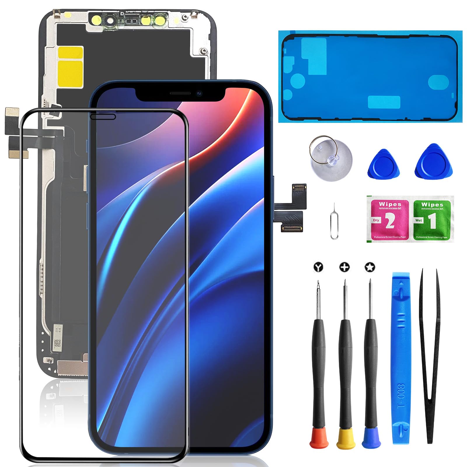 for iPhone 11 Pro Max Screen Replacement 6.5 inch, 3D Touch LCD Screen Display Digitizer Frame Assembly Repair Kit with Waterproof Seal+Repair Tools+Screen Protector for A2161, A2220, A2218