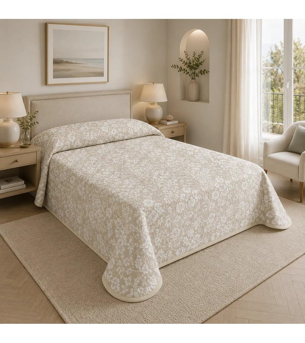 SABANALIA - Colcha Cama 80 | Estampada Bolonia | 50% Algodón - 50% Poliéster | Cubrecama Primavera y Verano | Disponible en Varios tamaños | (170x280)