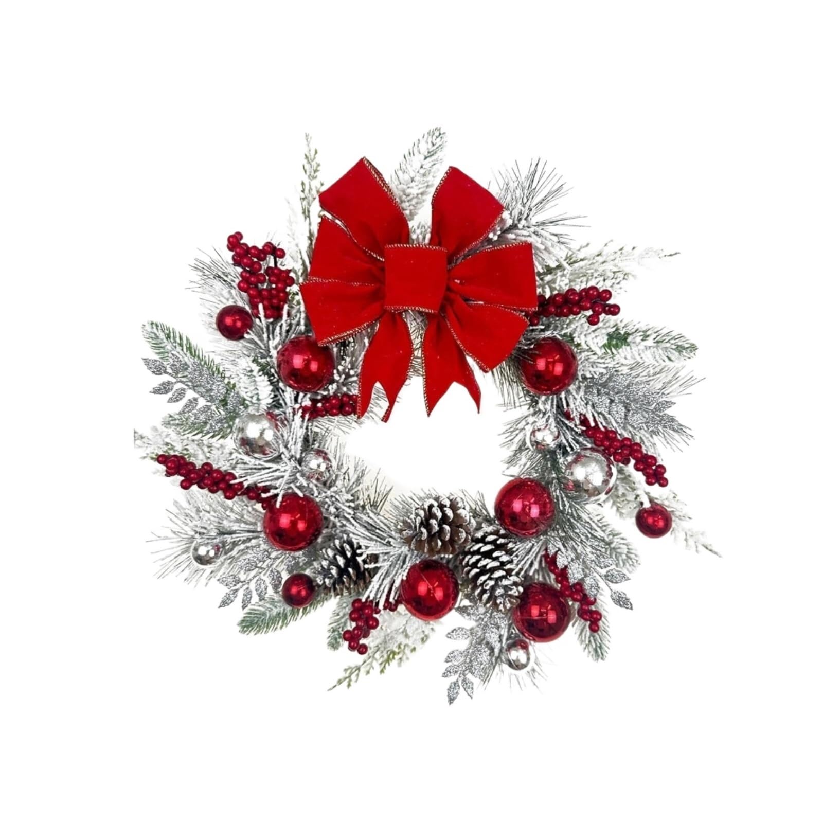 Dekoriert ﻿2 Stück Weihnachtskranz 16 Zoll for die Haustür Weihnachtsdekor Kränze mit Schleife for Zuhause Tisch Wand Fenster Exquisit