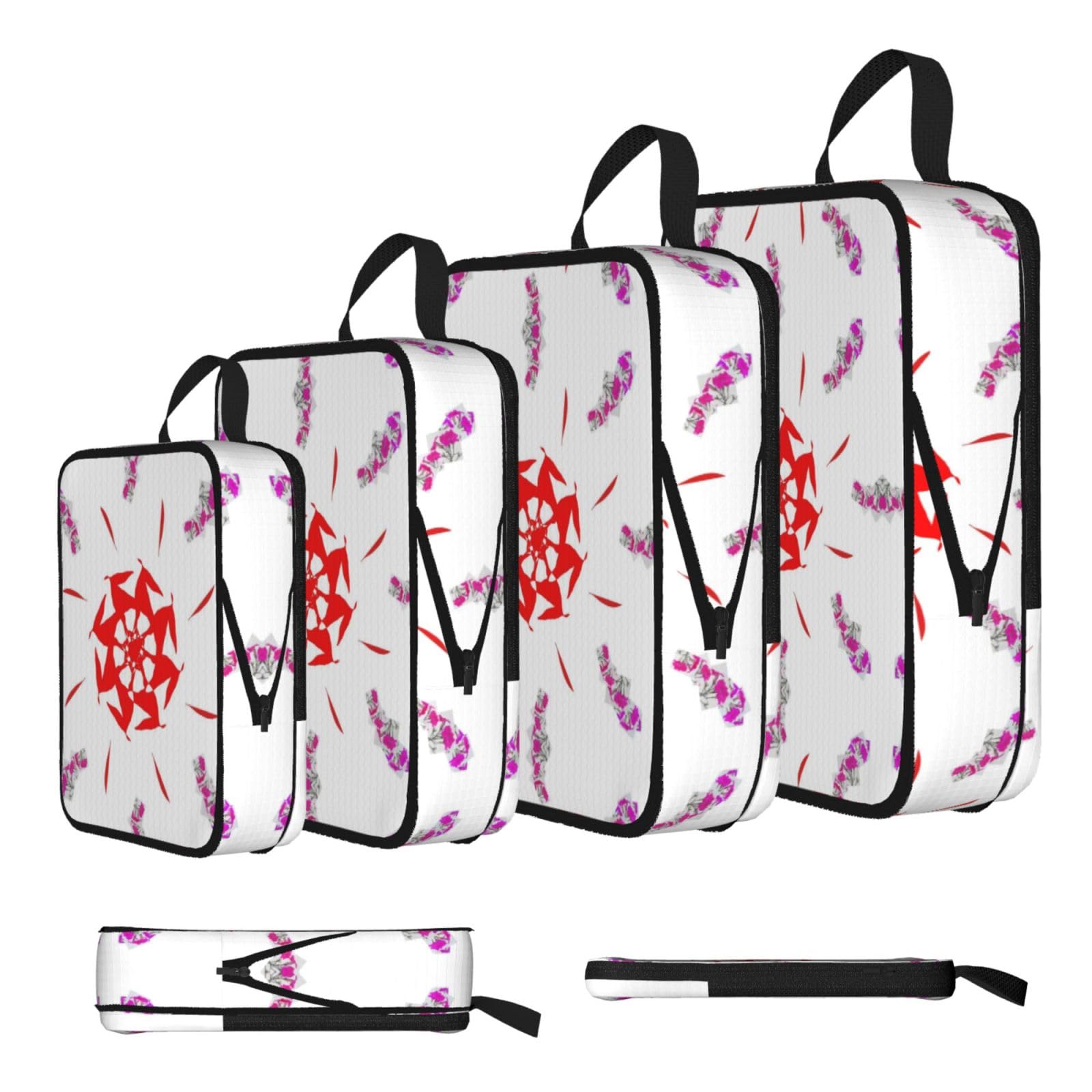 Sxzvvbn Black Spinning Flowers Compression Packing Cubes 4 Piece Set