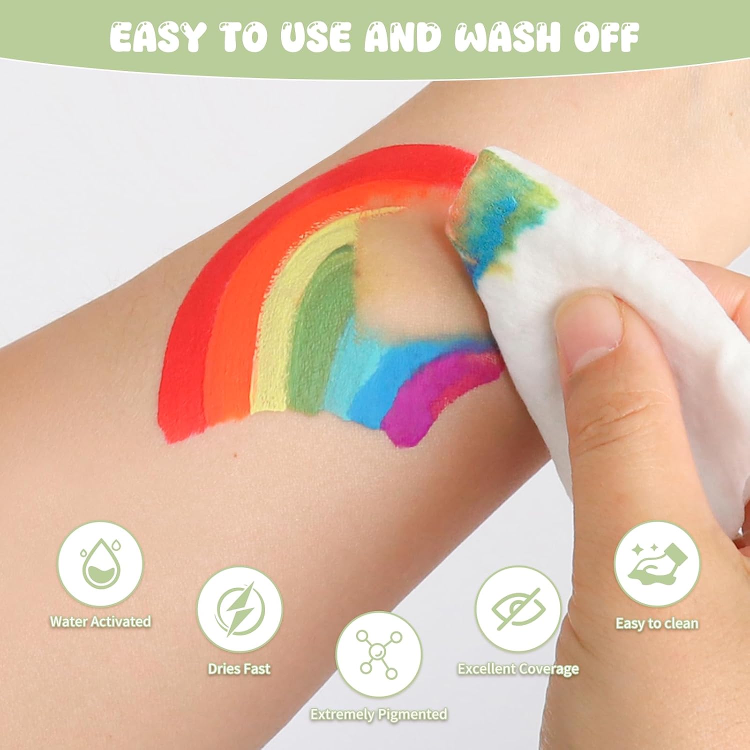 Pintada 26 Color Face Painting Kit for Kids - Non-Toxic Water Activated Face Paint Palette with Brush, Stencils, Gems - For Halloween, Carnivals, Costume Parties, Body Art, Fairs & Creative Events. - Image 5