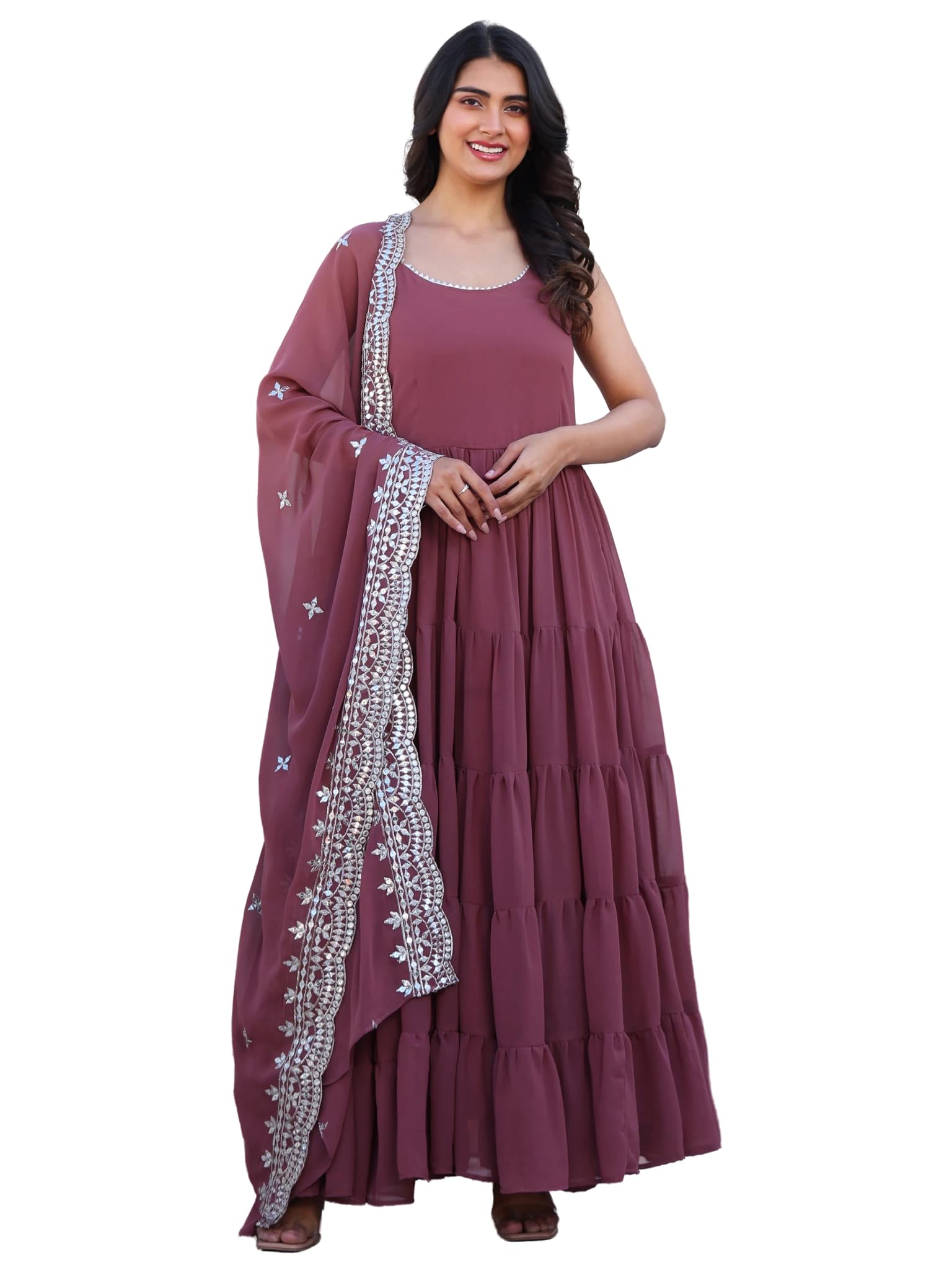 Fashion Basket Pink Georgette Anarkali Kurta For Women