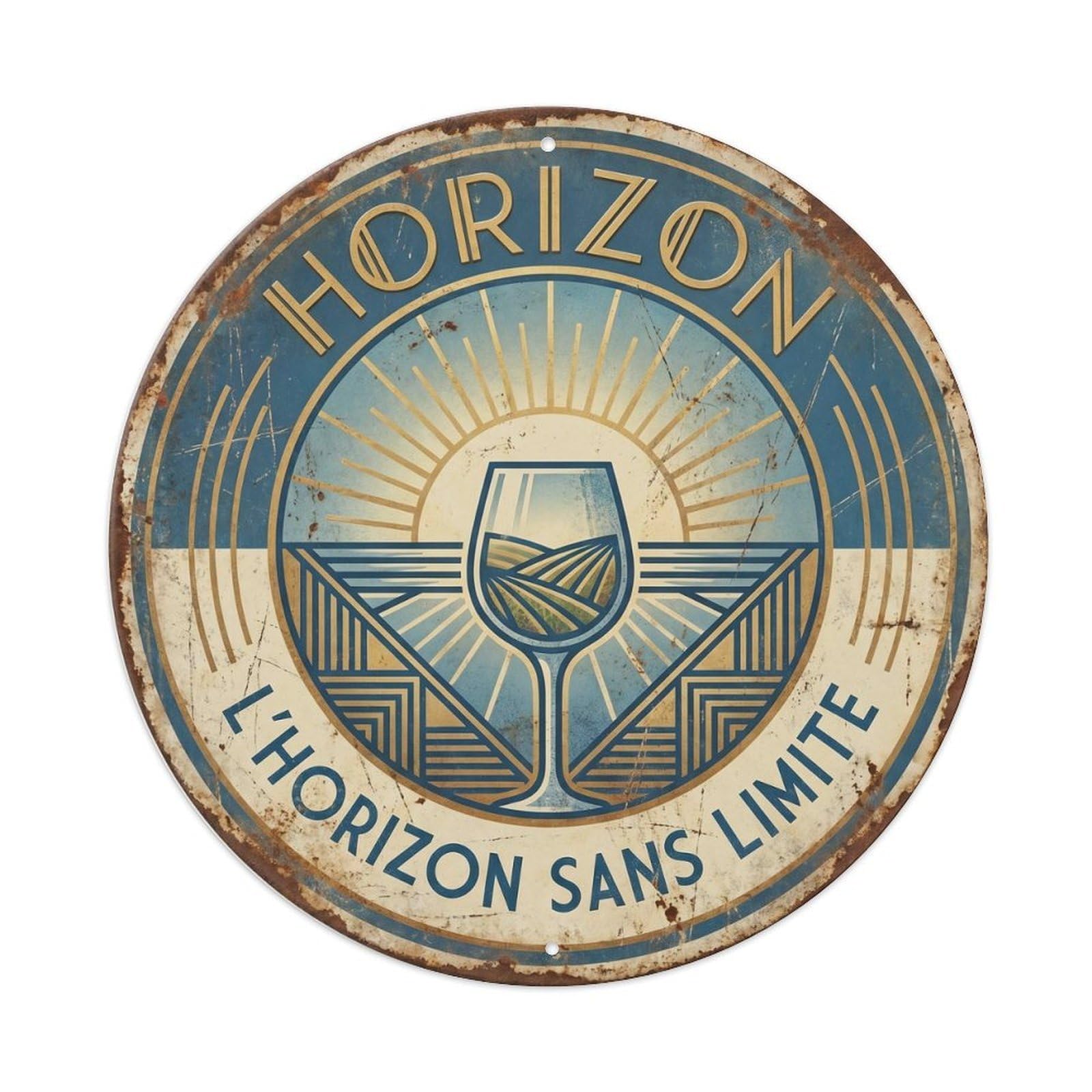 Horizon Humorous Lounge Horizon Metal Tin Sign Plaque Wall Decor for Cafe, Club Bar, Office, Home Garden Round Metal Poster 8x8Inch