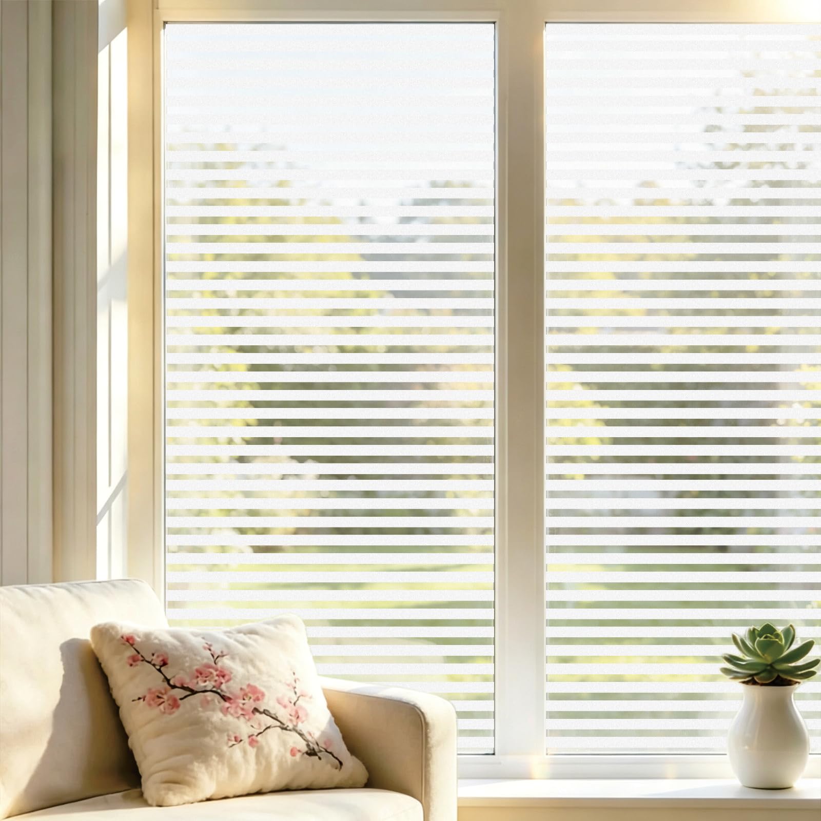 Window Privacy Film 65 x 260 cm Non-Adhesive Static Cling Removable Vinyl Heat Cotrol, Privacy Protection, Anti UV Non Adhesive Window Film for Home Office, Shutters