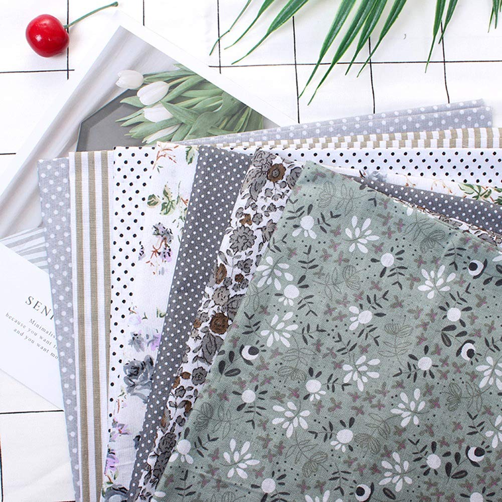 7pcs 50 * 50cm Cotton Fabric DIY Assorted Squares Pre-Cut Bedding Suite Quarters Bundle Quilt Dormitory Set(Grey)