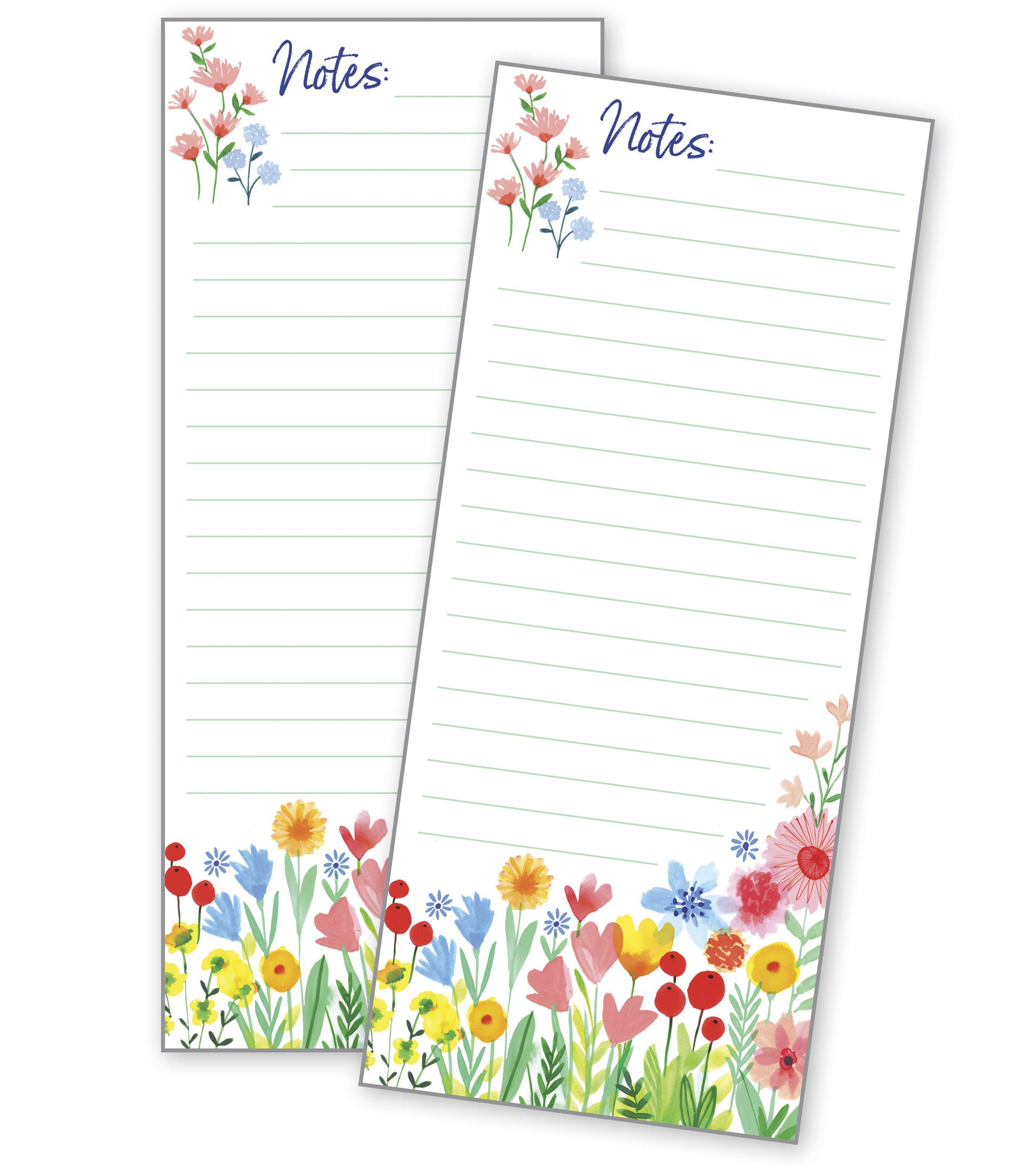 Set of 2- Bright Flower Garden List Pad, Notepad, Shopping List with Attachable Magnet