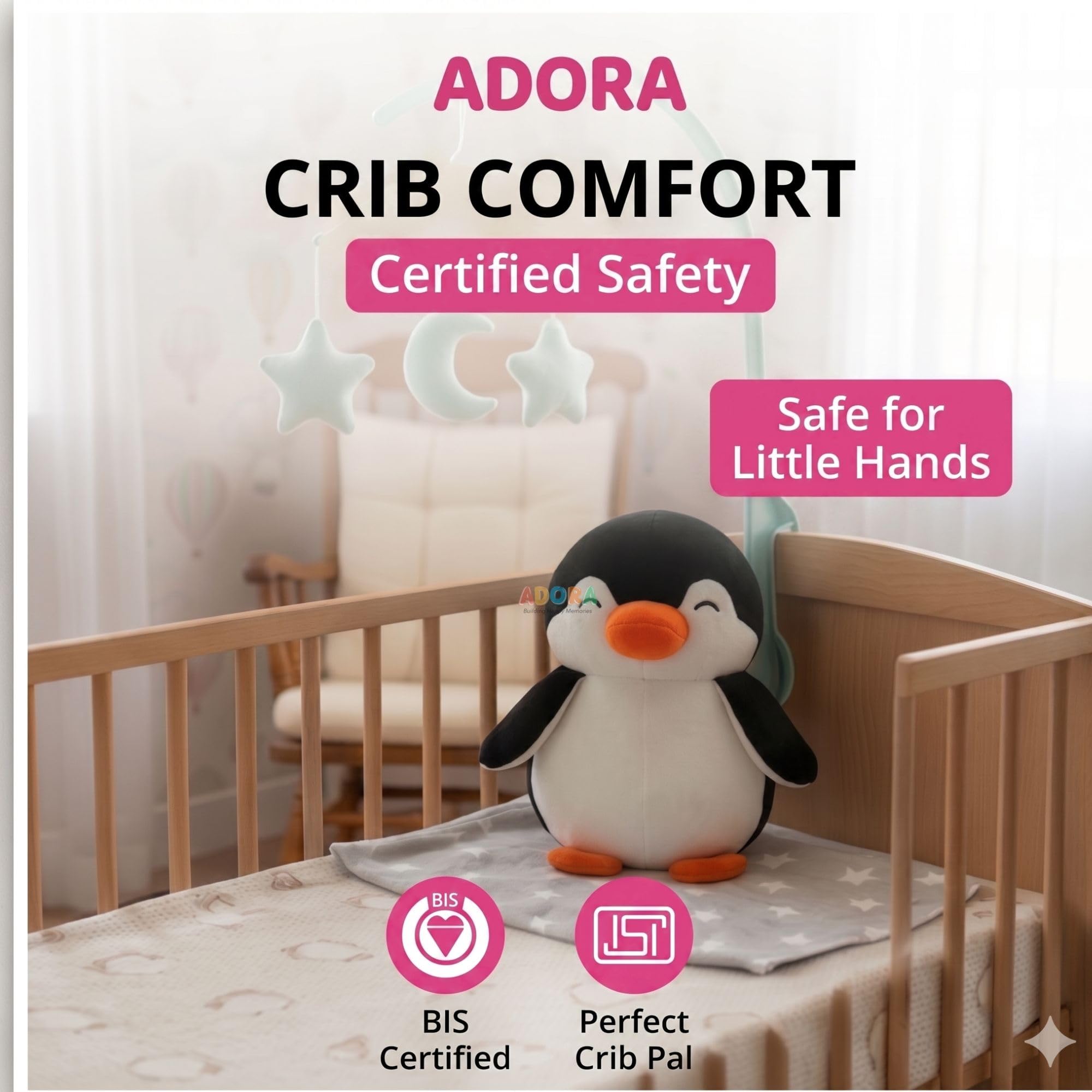 ADORA Penguin Soft Toy for Kids, Cute Plush Stuffed Teddy Ultra Soft Animal Plush Toy for Boys & Girls, Birthday Gift for Babies & Toddlers, Washable Black & White Penguin (17 cm) — Amazon image 3