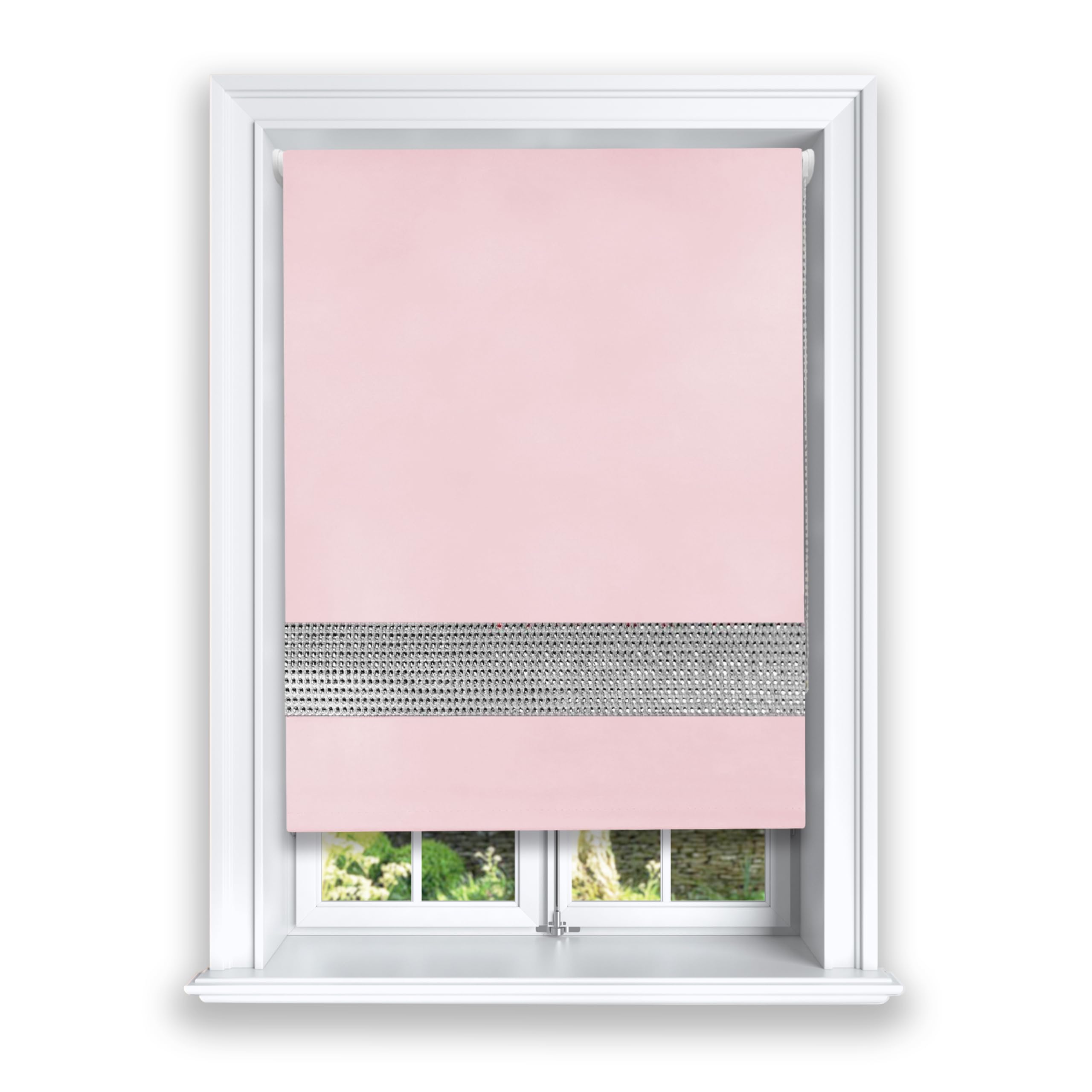 Lister Cartwright Pink Diamante Roller Blinds For Windows - 90 X 165 Cm - Easy To Fit Blackout Roller Blinds With Child Safety Included - Color