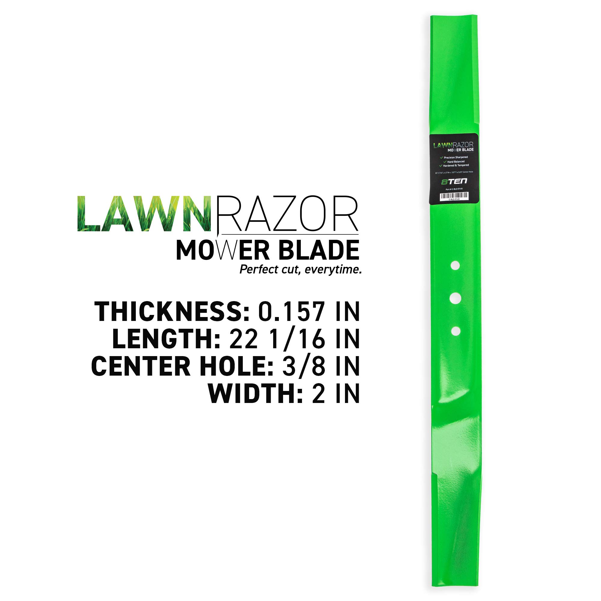 8TEN LawnRAZOR - Lama per tosaerba da 55,9 cm, per MTD, bianco, per esterni, 0303-000 32-0009105 742-0125 942-0125B (sollevamento alto)