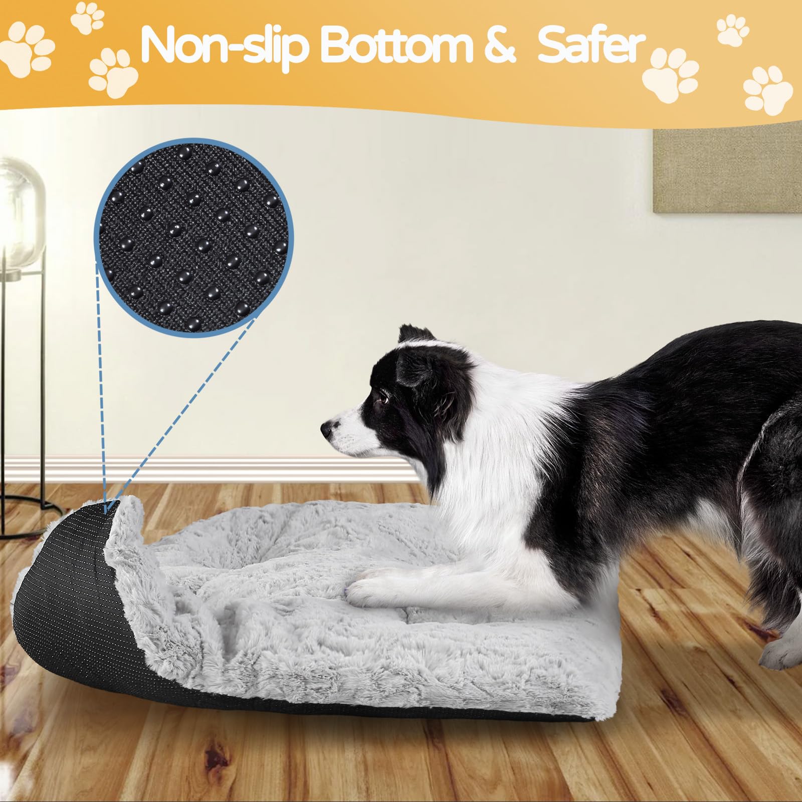 Baodan Hondenbed voor grote honden, hondenkussen, wasbaar, 122 x 75 cm, superzacht kattenbed met antislip onderkant, beige