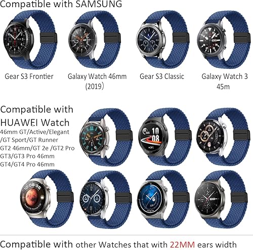 Miniatura 3 de Correa deportiva trenzada de nailon de liberación rápida de 0.866 in, compatible con Samsung Galaxy Watch 3 de 1.772 in1.811 in (2019)Gear S3