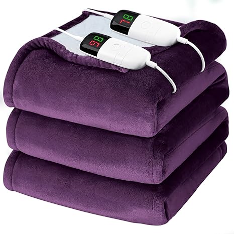 BOMOVA Heated Electric Throw Blanket - 50" x 60" Heating Blanket with 10 Heating Levels & 8 Hours Auto Off, Warm Flannel Blanket with Over-Heat Protection, for Women, ETL & FCC Certified