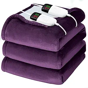 BOMOVA Heated Electric Throw Blanket - 50" x 60" Heating Blanket with 10 Heating Levels & 8 Hours Auto Off, Warm Flannel Blanket with Over-Heat Protection, for Women, ETL & FCC Certified