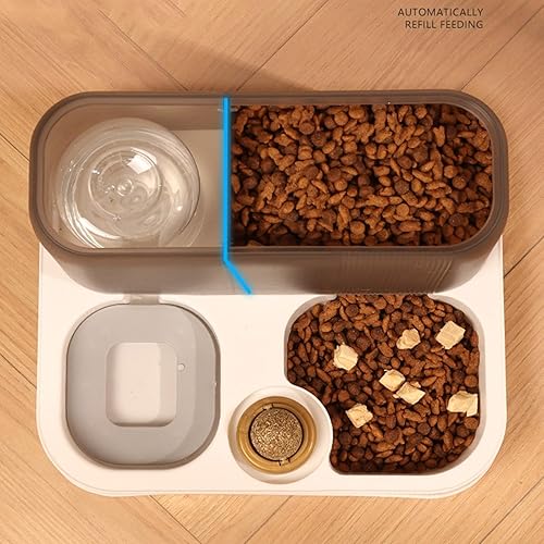 Miniatura 8 de Alimentador automático para mascotas + bebedero para alimentos, recipiente antifugas, fuente de agua 2 en 1, comedero de agua para perros grandes