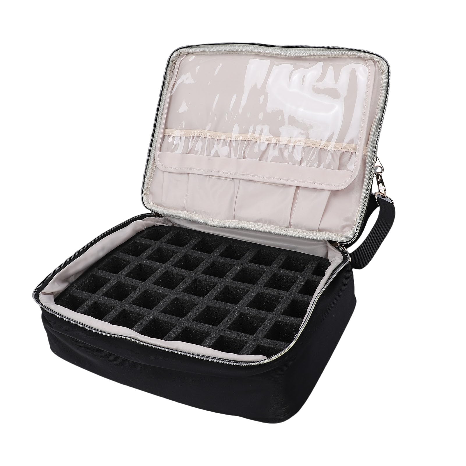 Borsa Organizer per Smalti per Unghie, Custodia Portatile per Manicure Viaggio Professionale con Tracolla Regolabile, Contiene 60 Bottiglie per Onicotecnici e Professionisti del Salone (BLACK)