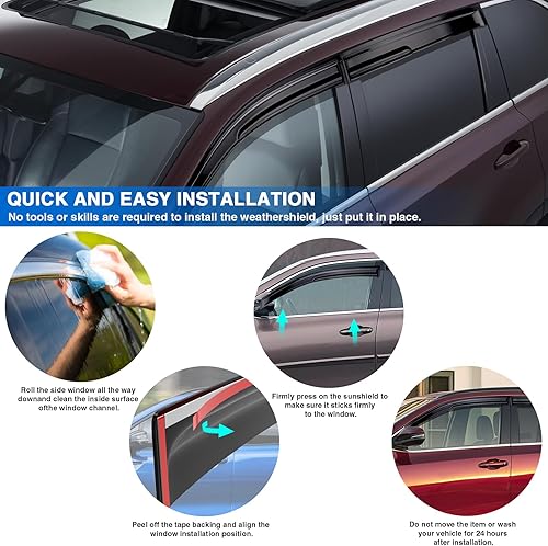 Miniatura 7 de MotorFansClub Deflectores de visera de ventana, protectores de lluvia aptos para Highlander 2014 2015 2016 2017 2018 2019 deflectores de ventana de