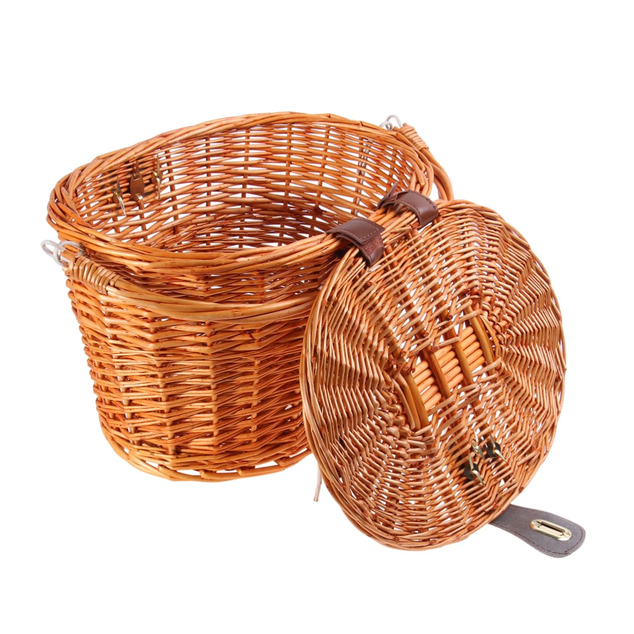 BESPORTBLE Bike Wicker Baskets for Women Front Bike Basket with Lid and Handle for Bicycles