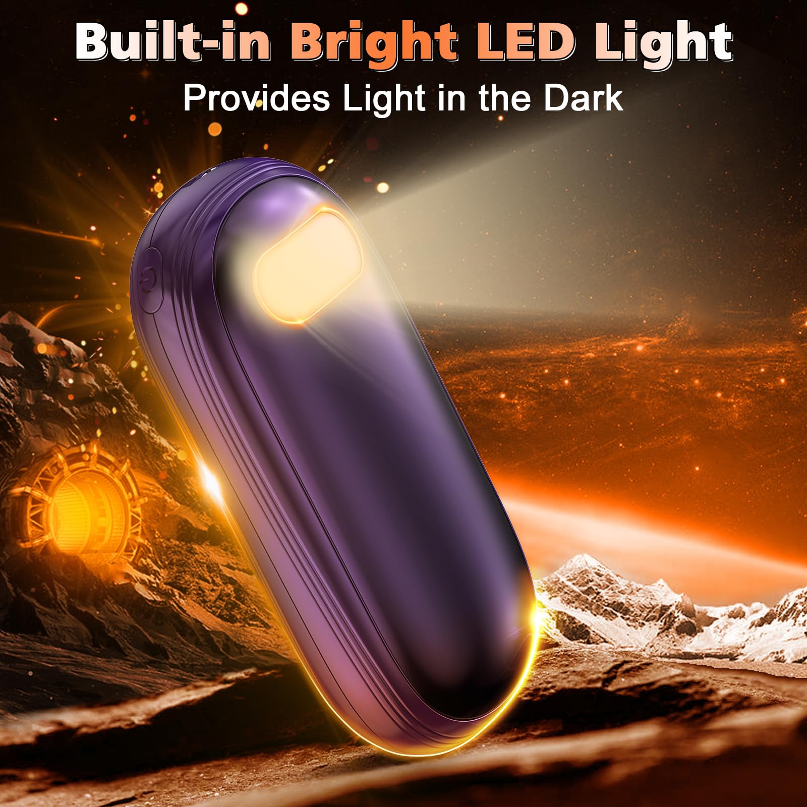 Raynauds Golf - Scaldamani elettrici ricaricabili, confezione da 2, con riscaldamento su entrambi i lati, per 15 ore di calore, display a LED e torcia, elementi essenziali per la caccia, regali per