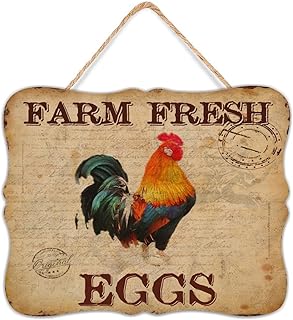 Panneau en bois « Farm Fresh Eggs » - Décorations de poulailler - Panneau de palettes rustique - Décoration d'intérieur de campagne pour elle - 20,3 x 25,4 cm