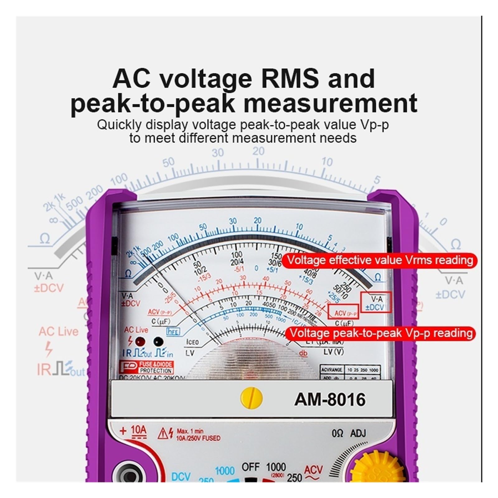 Multimeter 26-Bereich Hochtester | Präziser 26-Bereich-Analogtester, Schaltkreis, klare Skala, sicher for tägliche elektrische Prüfungen