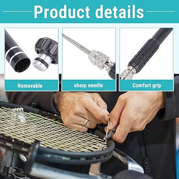 Tennis Stringing Machine Awl Tool, Racket String Assistance Racquet Stringing Straight Awl for Badminton Racket