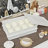 Vista 5 de Paquete de 2 cajas de masa apilables comerciales para pizza con 2 tapas, recipientes de plástico para pan