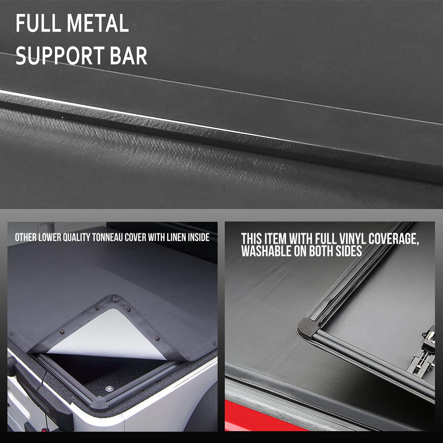 DNA MOTORING Truck Bed Soft Tri-Fold Adjustable Tonneau Cover Compatible with 2019+ Ranger with 6Ft Bed, TTC-TRISOFT-091