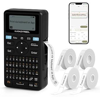 SUPVAN E11 Label Printer QWERTY & Bluetooth 4 Tapes Black