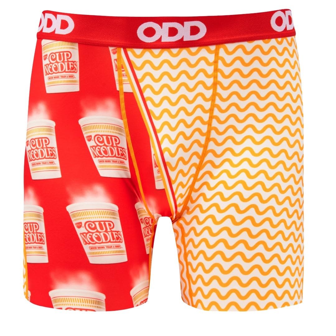 Odd Sox Mens Boxer Brief Cup Noodles Ramen Fun Novelty Underwear Large Red