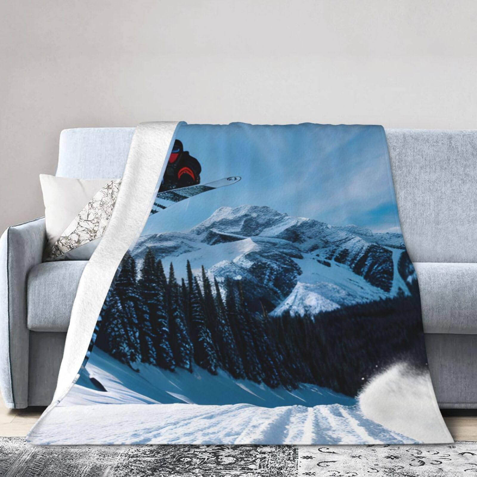 Fscev Black Snowboarding Ultra-Soft Micro Fleece Blanket Air Conditioning Blanket Cover Blanket Warm Blanket